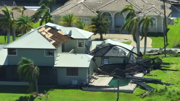 Ураган Зруйнував Будинок Житловому Районі Флориди Стихійне Лихо Його Наслідки — стокове відео