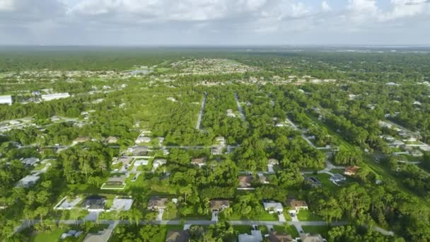 Landskapsutsikt Över Förorts Privata Hus Mellan Gröna Palmer Florida Lugnt — Stockvideo