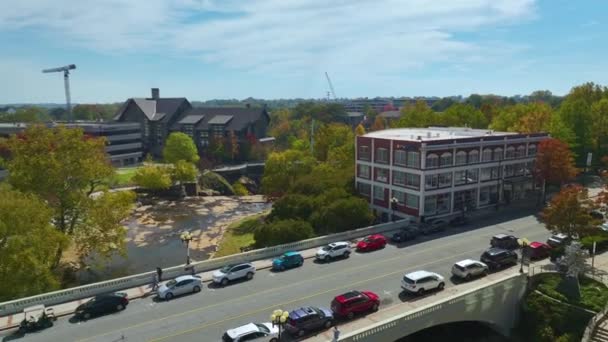 Architektura Centrum Greenville Południowej Karolinie Widok Mostu Ruchu Budynków Biurowych — Wideo stockowe