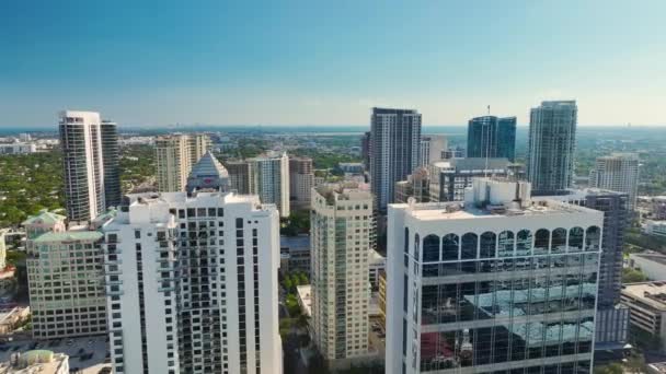 Distrito Central Fort Lauderdale Flórida Eua Paisagem Urbana Edifícios Arranha — Vídeo de Stock