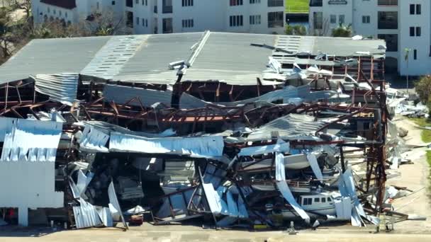 Ураган Зруйнував Прибережну Станцію Флориди Стихійне Лихо Його Наслідки — стокове відео