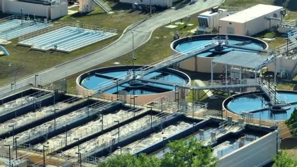 Moderna Instalación Limpieza Agua Planta Tratamiento Aguas Residuales Urbanas Proceso — Vídeos de Stock