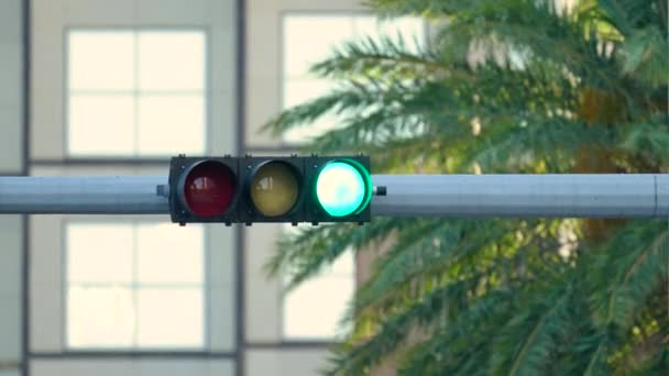 Luzes Trânsito Suspensos Acima Rua Miami Flórida — Vídeo de Stock