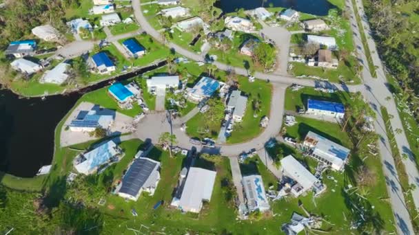 Maisons Gravement Endommagées Après Ouragan Ian Floride Zone Résidentielle Mobile — Video