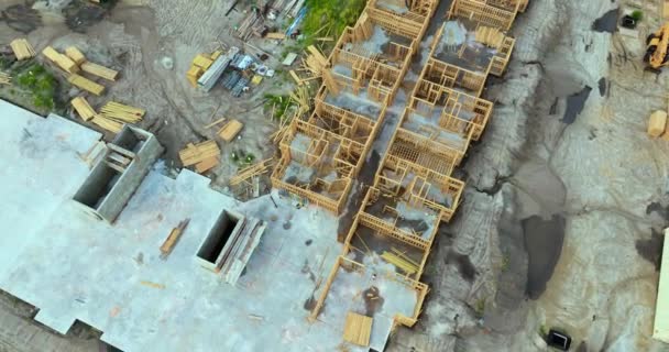 Dřevěný Rám Nového Amerického Bytového Domu Výstavbě Výstavba Rezidenčního Bydlení — Stock video