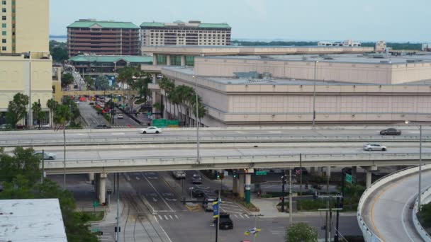Amerikaanse Snelweg Met Veel Auto Tijdens Spits Tampa Florida Uitzicht — Stockvideo