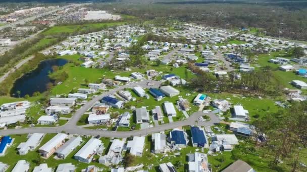 Zerstört Durch Hurrikan Ian Vororthäuser Florida Mobilheim Wohngebiet Folgen Von — Stockvideo