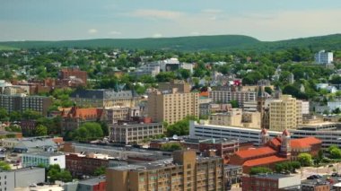 Kuzey Doğu Amerika 'daki eski tarihi şehir mimarisi. Scranton Pennsylvania 'nın yukarıdan görüntüsü.