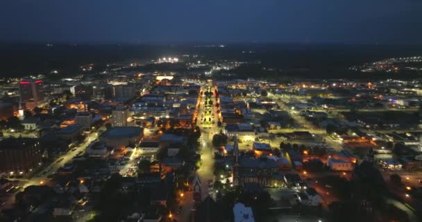 Macon Georgia Tarihi Mimarisi Olan Panoramik Şehir Manzarası Geceleri Güney — Stok video
