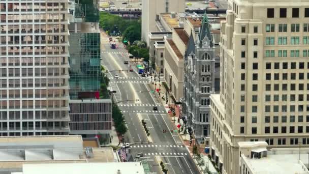 Letecký Pohled Starou Budovu Radnice Broad Street Historické Čtvrti Capitol — Stock video
