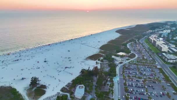 Gün Batımında Abd Nin Sarasota Kentindeki Ünlü Siesta Key Plajının — Stok video