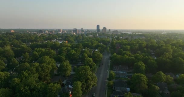 Aerial View Downtown District Lexington City Kentucky Usa Sunset High — Stock Video