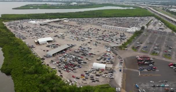 Dealer Parking Lot Parked Used Cars Ready Sale Auction Reseller — Stock Video