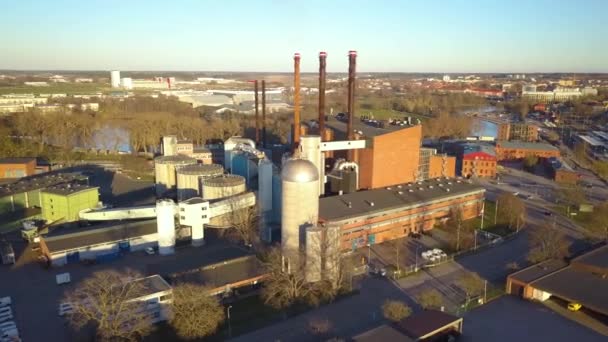 Výroba Elektřiny Teplárně Elektrárně Linkopingu Švédsko Výroba Elektřiny Recyklovaného Odpadu — Stock video