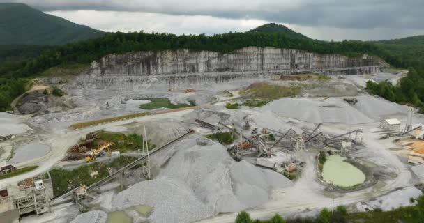 Cantera Piedra Caliza Sitio Minero Industrial Cielo Abierto Carolina Del — Vídeo de stock