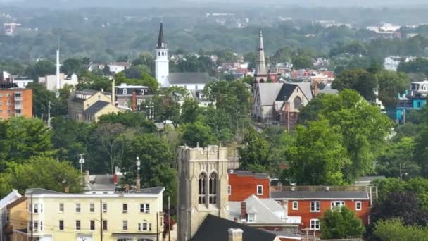 Abd Deki Eski Tarihi Şehir Mimarisi Hagerstown Maryland Caddelerinin Yukarıdan — Stok video