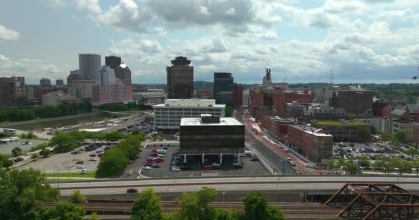 Letecký Pohled Čtvrť Centru Rochester City New York Městský Panorama — Stock video