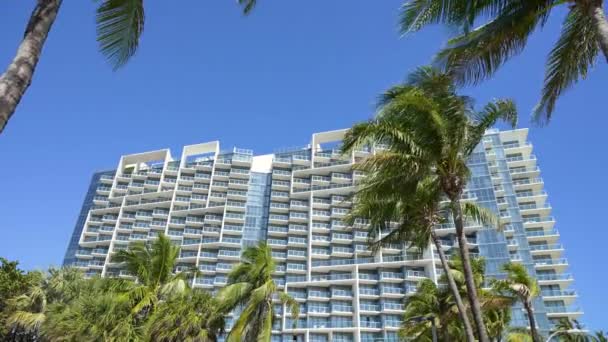 Dyra Höghus Hotell Och Lägenheter Miami Beach Amerikansk Turisminfrastruktur Södra — Stockvideo