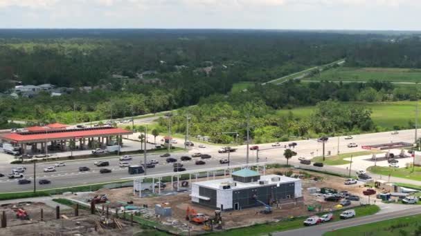 Novo Posto Gasolina Construção Estrada Zona Rural — Vídeo de Stock