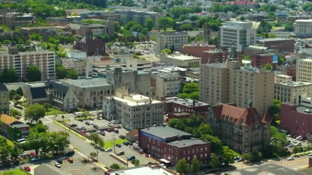 ペンシルベニア州の古い歴史的な都市スクラントンの空中視界 イースタン アメリカン シティケープ — ストック動画