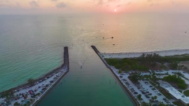 Aerial Sunset Sea Cape Venice South Nokomis North Jetty Sarasota — Wideo stockowe