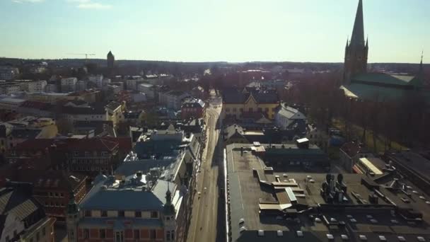 Vista Aérea Antiga Cidade Histórica Linkoping Suécia Arquitetura Europeia Cidade — Vídeo de Stock