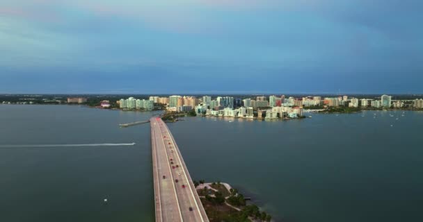 Sarasota Centre Ville Avec Pont Ringling Coûteux Bâtiments Grande Hauteur — Video