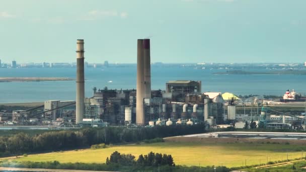 Varmekraftverk Som Brenner Fossilt Kull Produksjon Elektrisk Energi Big Bend – stockvideo