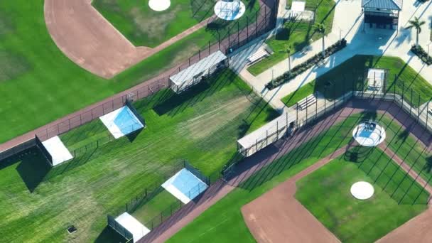 Top View Green Baseball Field Diamond Open Air Ballpark Rural — Stock Video