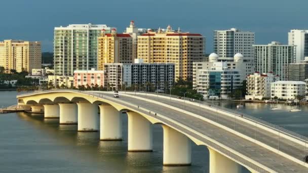 Desenvolvimento Habitação Transporte Nos Eua Acima Vista Cidade Sarasota Flórida — Vídeo de Stock