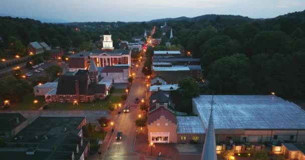 Kota Kecil Bersejarah Jonesborough Tennessee Jalan Utama Teriluminasi Dengan Arsitektur — Stok Video