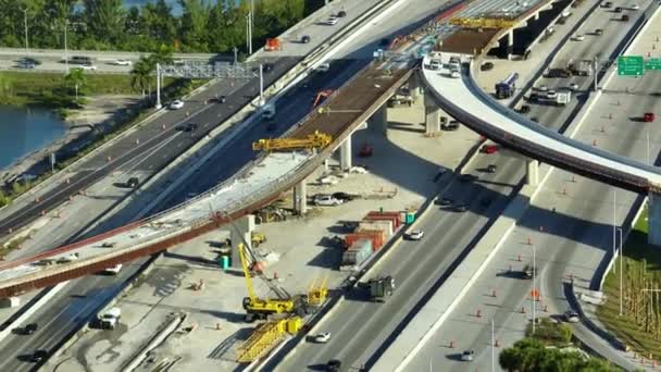 Trabajos Construcción Carreteras Infraestructura Transporte Estadounidense Renovación Del Intercambio Carreteras — Vídeo de stock