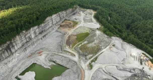 Kalksteengroeve Bij Industriële Open Pit Mijnbouw North Carolina Appalachians Verenigde — Stockvideo