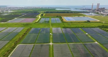Elektrik enerjisi üretimi için fosilden sürdürülebilir yakıta geçiş. Tampa, Florida yakınlarındaki Apollo Beach 'teki Big Bend Elektrik İstasyonunda güneş fotovoltaik panelleri.