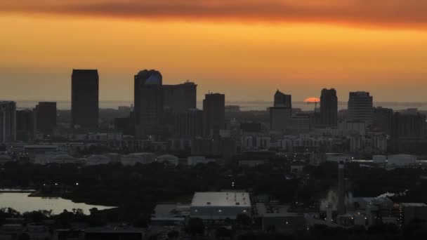 Vista Cima Edifícios Contemporâneos Arranha Céus Centro Cidade Tampa Flórida — Vídeo de Stock