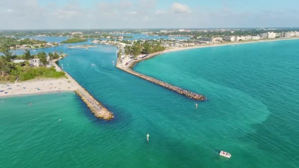 Plaża Nokomis Miękkim Białym Piaskiem North South Jetty Hrabstwie Sarasota — Wideo stockowe