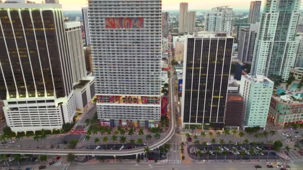 Miami Brickell Florida Usa Stadslandskap Centrum Med Hög Skyskrapa Byggnader — Stockvideo