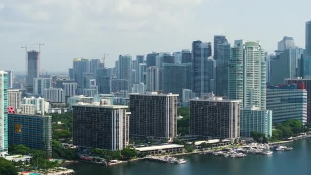 Paisaje Urbano Del Centro Miami Brickell Florida Skyline Con Edificios — Vídeos de Stock