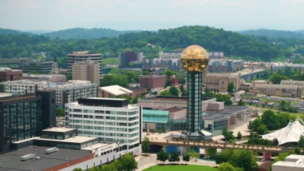 Knoxville Tennessee Urban Arkitektur Centrum Panoramautsikt Över Sunsphere Worlds Fair — Stockvideo