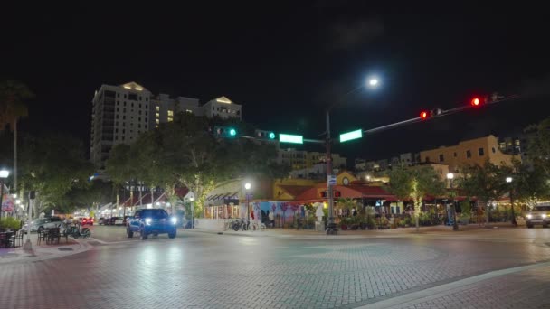 플로리다 사라소타의 역사적인 도심의 스트리트 교차로 — 비디오