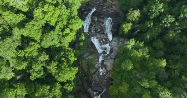 Вид Воздуха Водопад Уайтуотер Национальном Лесу Нантахала Северная Каролина Сша — стоковое видео