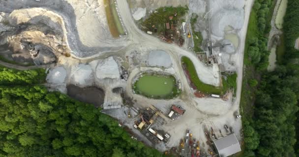 Aerial View Open Pit Mining Site Limestone Materials Extraction Construction — Stock Video