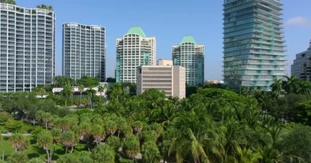 美国佛罗里达州迈阿密Coconut Grove街区的市区 现代美国大都市高层摩天大楼的城市景观 — 图库视频影像