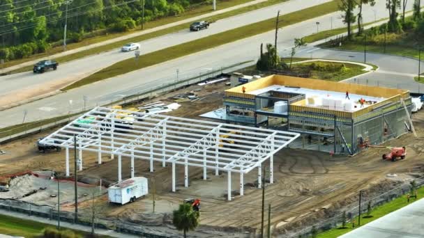 Construcción Una Nueva Estación Servicio Carretera Área Rural Florida — Vídeo de stock