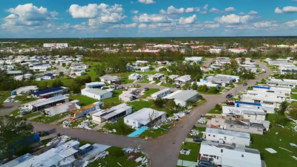 Détruit Par Ouragan Ian Maisons Banlieue Floride Zone Résidentielle Mobile — Video