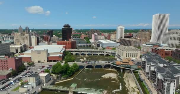 Centro Cidade Rochester Com Paisagem Urbana Nova York Arquitetura Histórica — Vídeo de Stock