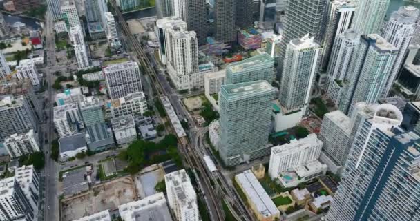 Paisaje Urbano Del Centro Miami Brickell Florida Skyline Con Edificios — Vídeos de Stock