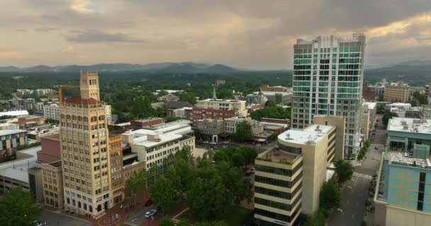 Légi Kilátás Asheville Város Észak Karolina Magas Épületek Appalache Hegyi — Stock videók
