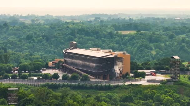 Aerial View Noahs Ark Replica Ark Encounter Theme Park Williamstown — Stock Video