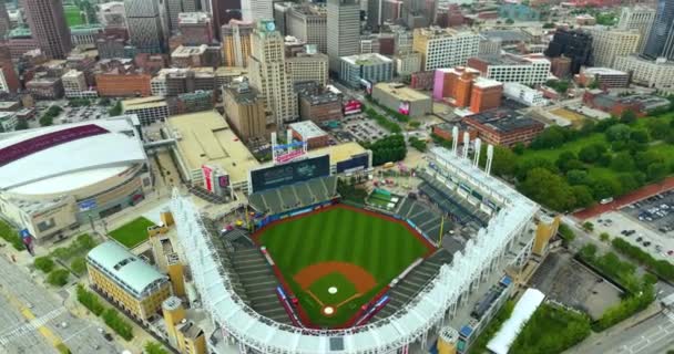 Lapangan Progresif Cleveland Guardians Stadion Bisbol Cleveland Ohio Pemandangan Kota — Stok Video